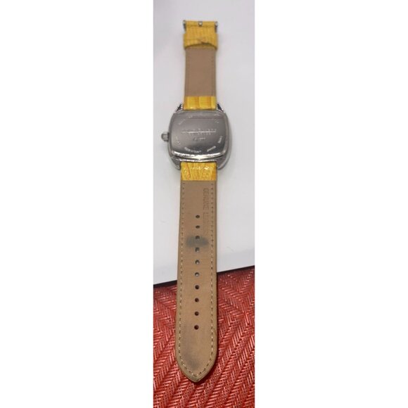 Joan Rivers Classic Wristwatch Yellow Textured Leather Band with a Square Face, main image 6